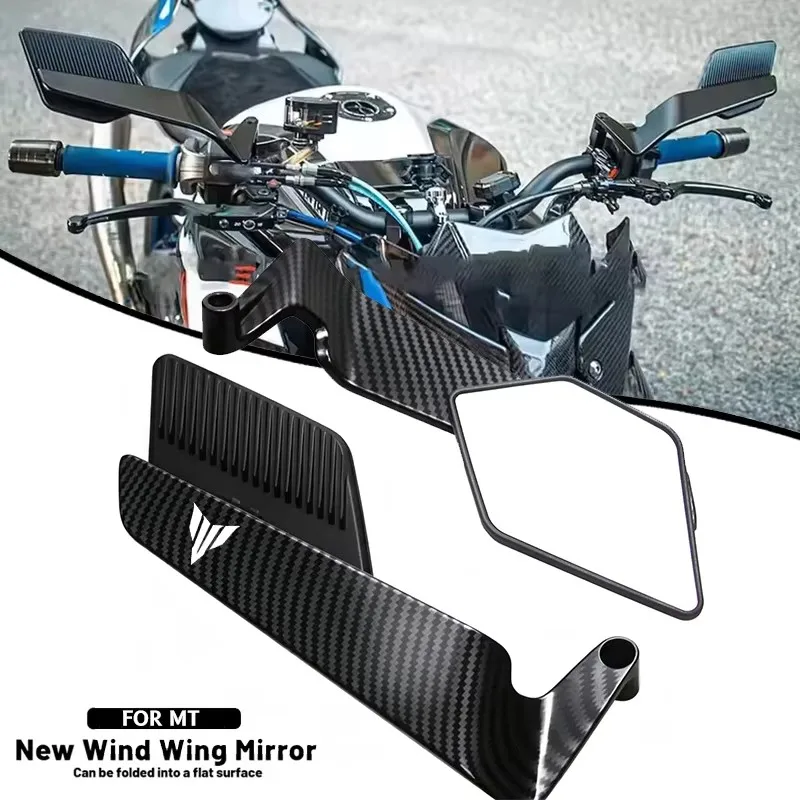 Image of Für YAMAHA MT03 MT07 MT09 MT10 MT25 MT-03 MT-07 MT 09 10 25 Motorrad-Rückspiegel Verstellbare Drehbare Seitenspiegel