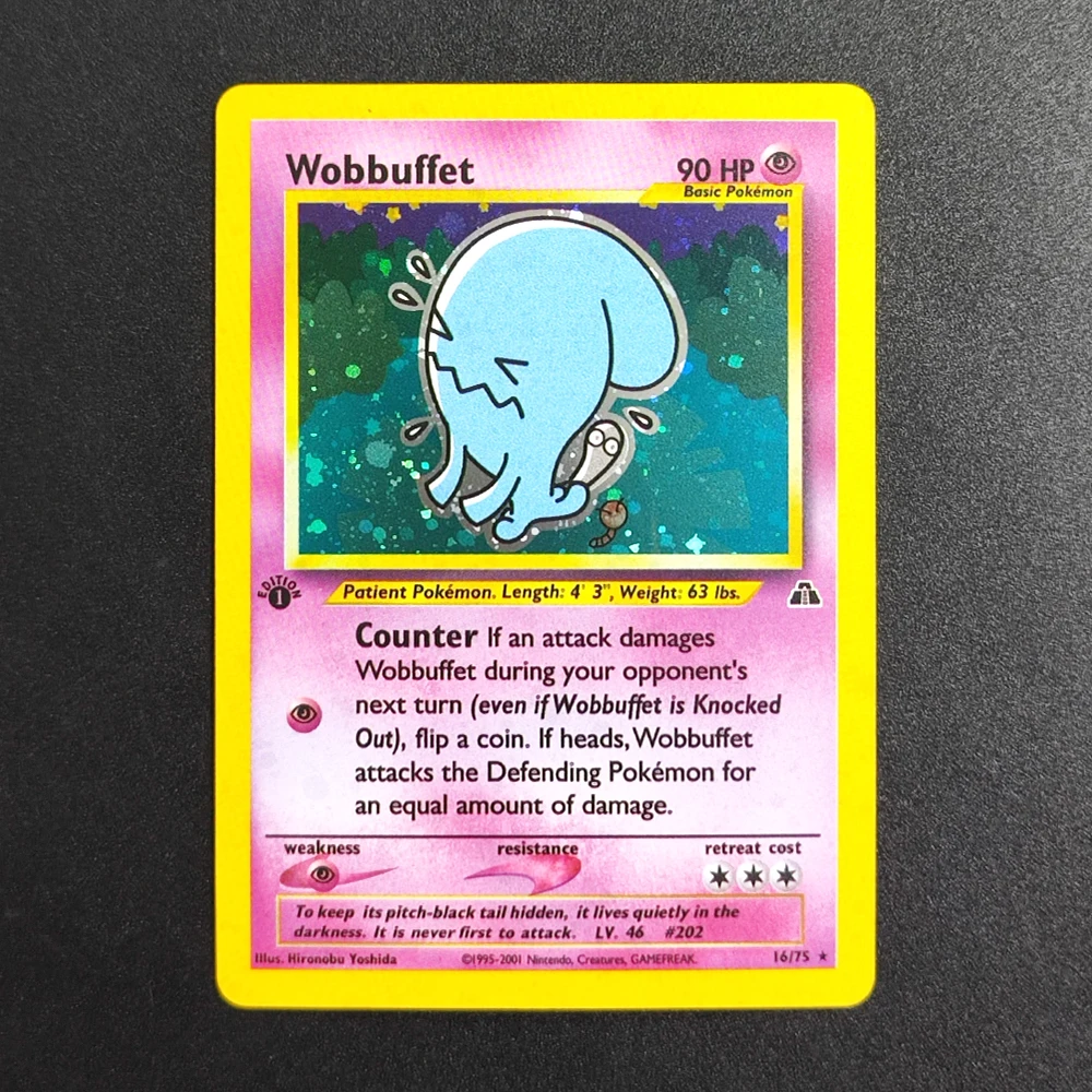 

Коллекционная карта Wobbuffet 16 Super Rare (2000 EN) для DIY-прокси-карт Pokemon TCG, классическая аниме-карта для игр и игрушек