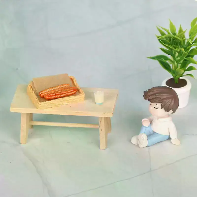 5 pçs casa de boneca acessórios cozinha ornamentos em miniatura para casa de bonecas leite soja e massa frita varas conjunto fingir jogar brinquedo modelo