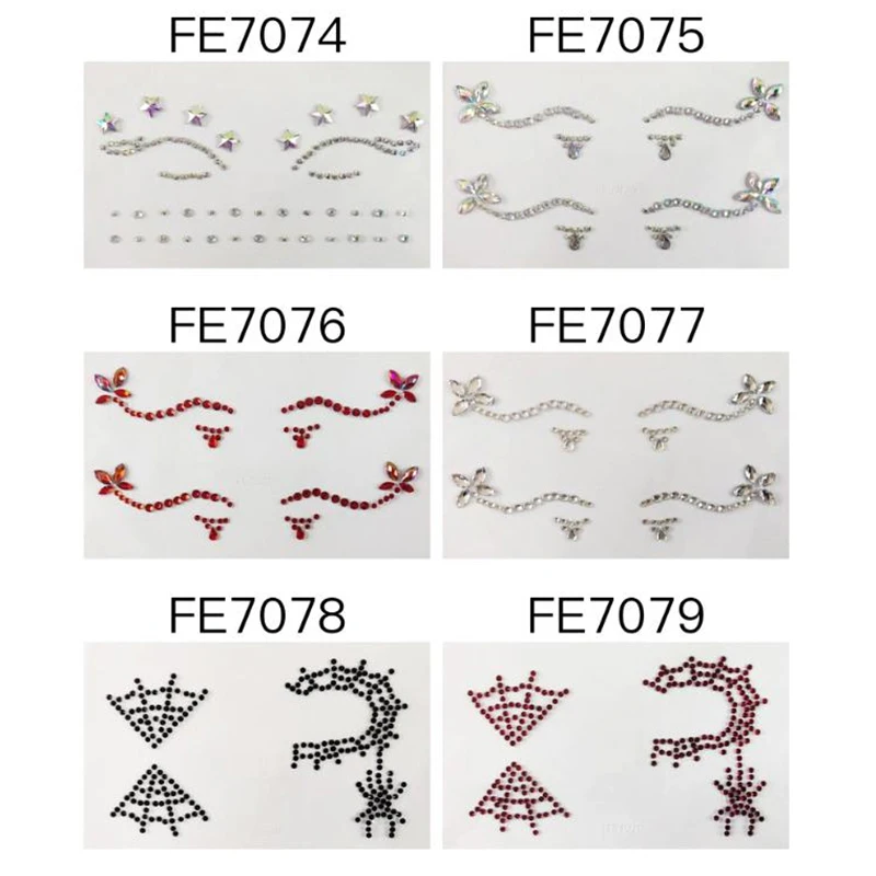 3D Rhinestone Tattoo Sticker Eyes Face Makeup Decoration Masquerade Party Temporary Tattoo DIY