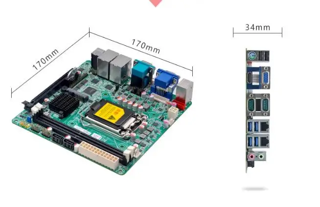 Z390 Scheda Madre Mini-ITX SBC IPC Scheda Madre Scheda Industriale Mini ITX Supporto 8/9th i3i5i7 LGA1151 CPU 6 * COM 2 * LAN i210 PS/2 VGA