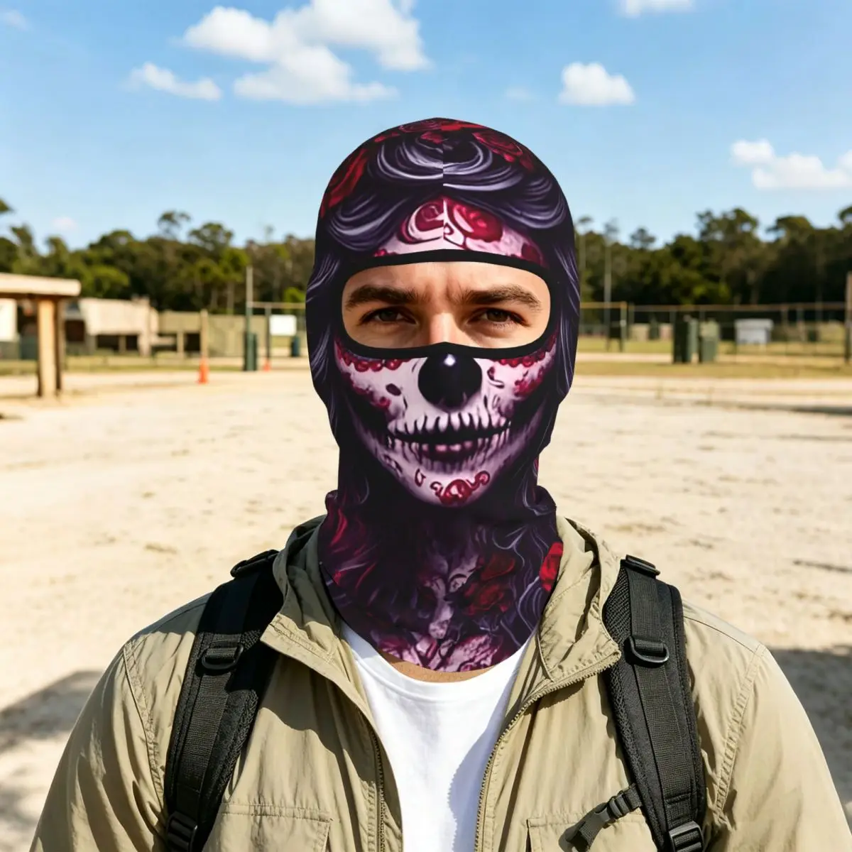 Pasamontañas Delgado con Diseño de Calavera de Azúcar Catrina Mexicana del Día de Muertos, Máscara Facial Completa, Protección Solar y Cubrecuello para Motocicleta y Actividades al Aire Libre