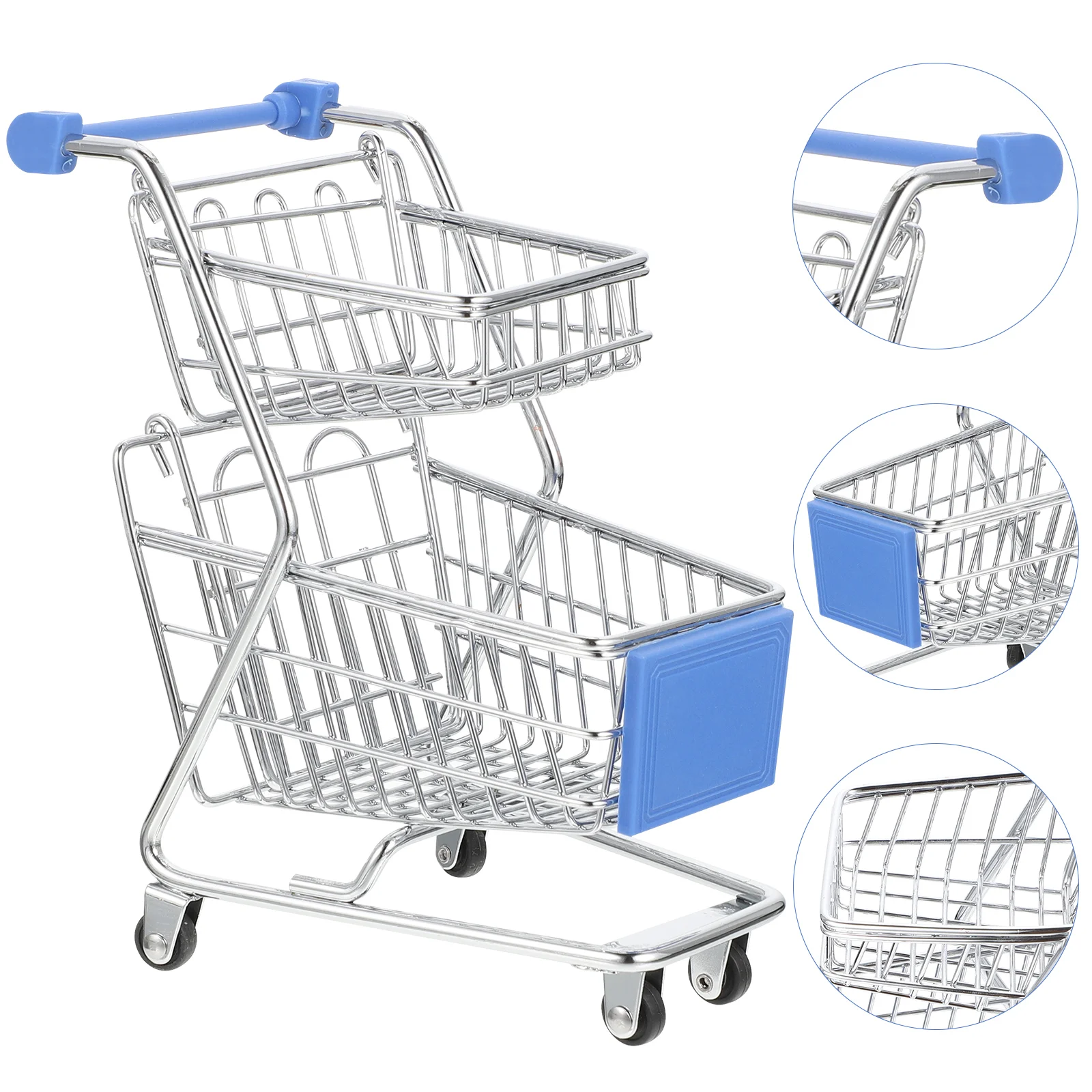 Shopping Cart with Wheels Mini Trolley Small Supermarket Handcart Models Plastic Carts