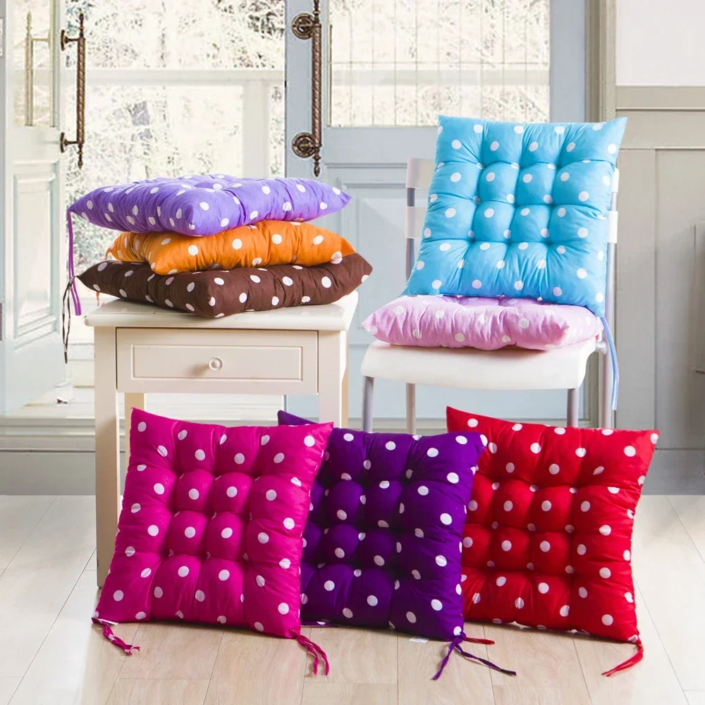Polka Dot Printed Square Cushion Super Soft Cotton Dining Chair Cushion Office Student Garden Sun Leisure Seat Cushion