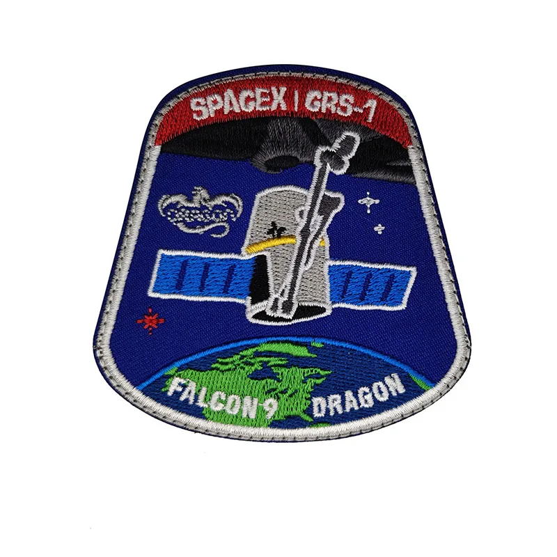 1 PCS 3D CRS Space Station Series Hook and Loop Patches Embroidered Armbands Embroidered Patches NASA Spacex CRS 8x8cm