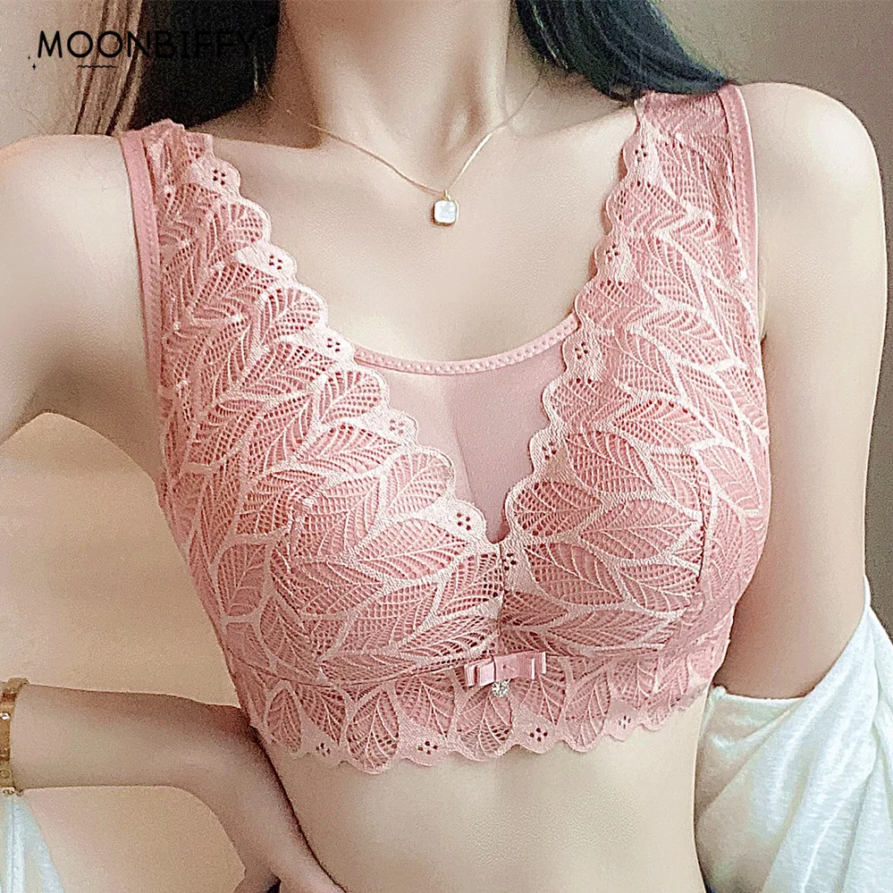 Women Full Cup 3D Cup Push Up Wire Free Bra Solid Color Ultrathin Lace Embroidery Lingerie Sexy Rimless Bra Brasieres Para Mujer