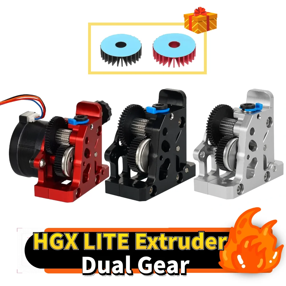 HGX LITE Dual Gear Hard Steel Reduction Extruder High Speed Motor Direct Drive For Ender 3 V2 CR10 CR10S Voron 3D Printer Parts