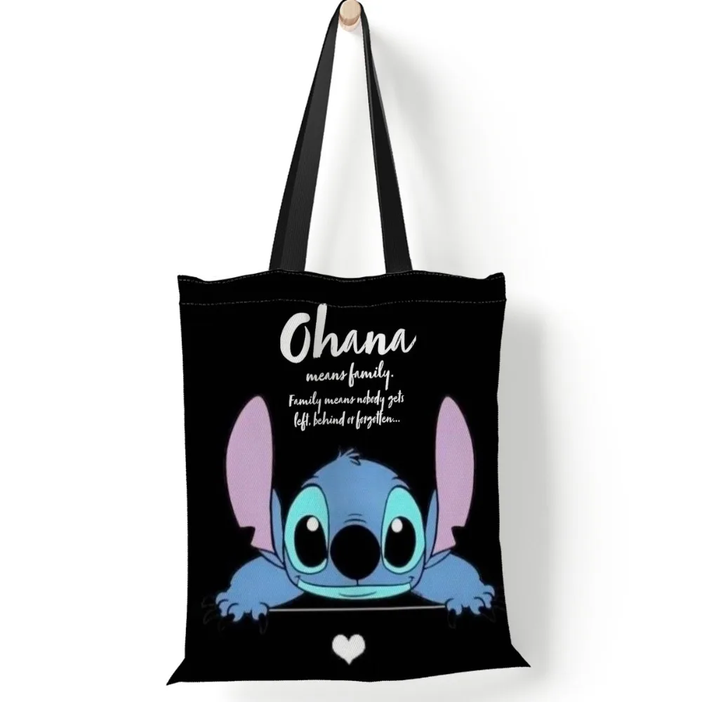 Lilo & Stitch Disney Canvas Bags Casual Printed Handbags for Women Action Figures Toys Fashion Tote Bag Storage Kids Girls Gifts