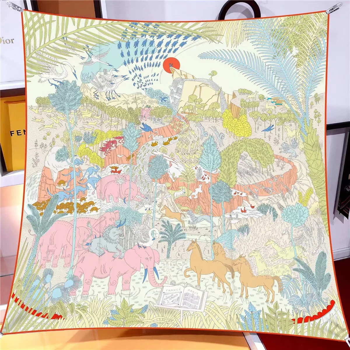 

【Новинка 2025】Сарф 90x90 — стильный модный аксессуар для запаха, саржевый шелковый квадратный шарф для женщин — нишевая шаль-бюстье во французском стиле ретро