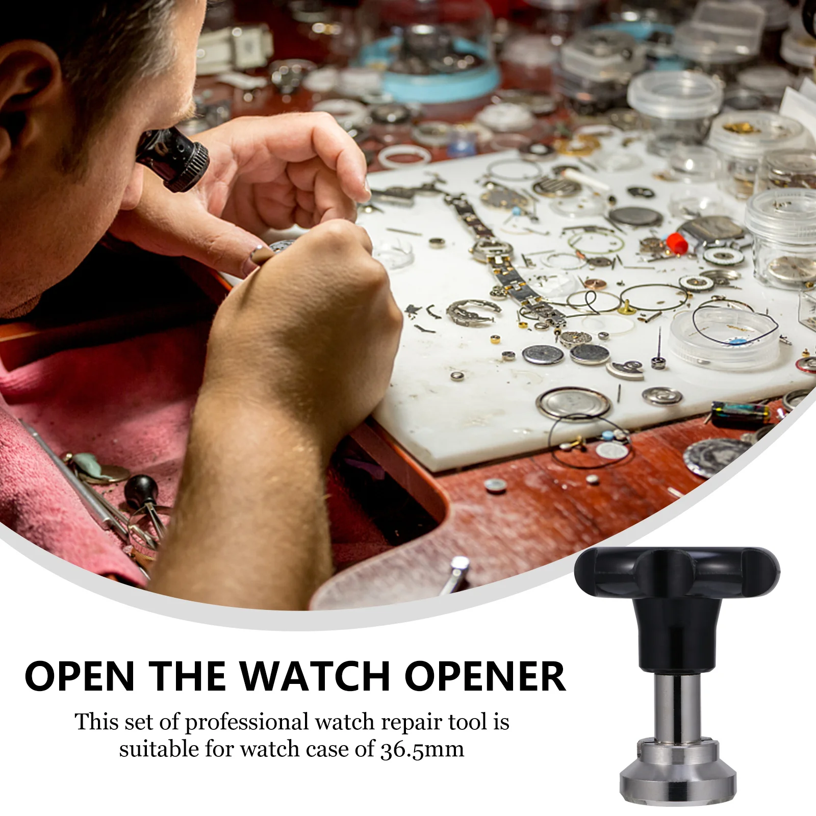 

Watch Opener Repair Kit Steel Die 36.5mm Case Back Remover Tool Watchmaker Accessory Durable Practical Easy Use Home