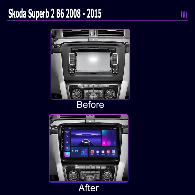 Android Car Radio Multimedia player for Skoda Superb 2 B6 2008 GPS Navigation Stereo Screen Video Tape Recorder Carplay 4G 2din