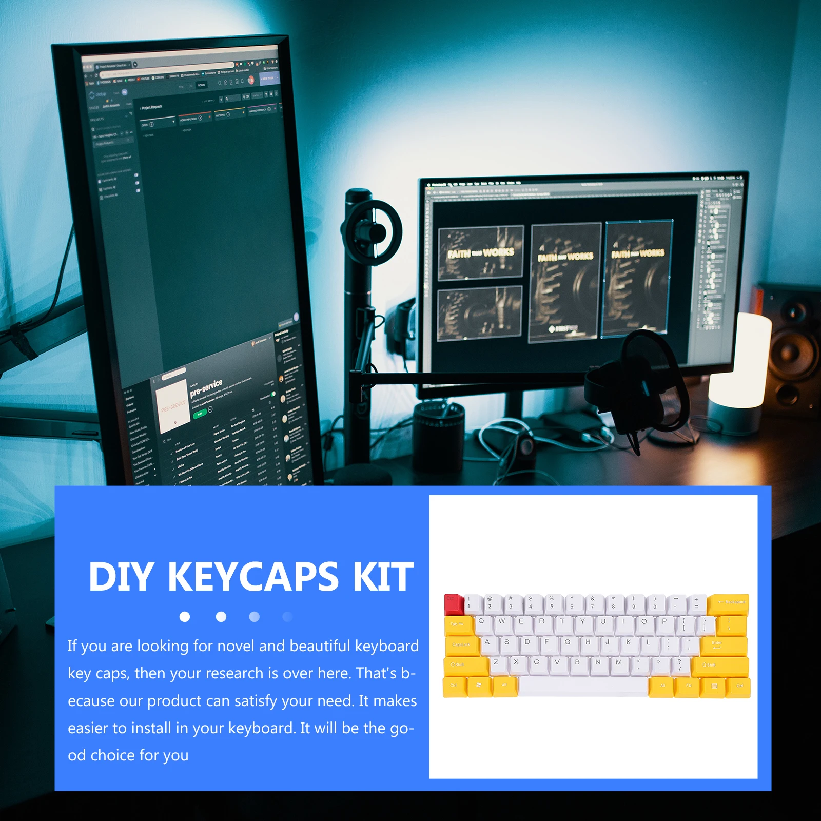 

Double Color-blocking Keycaps Colorful Replacement Computer Keyboard Photo Frame for Mechanical Personalized