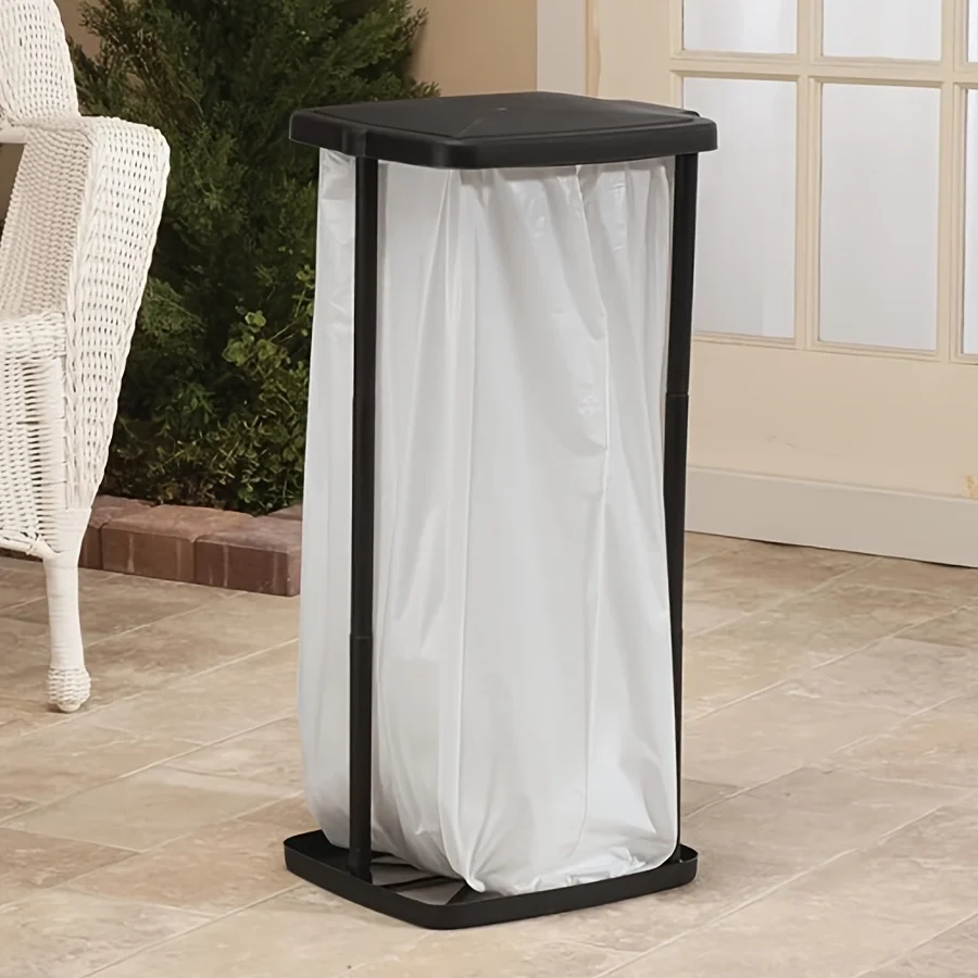 

1pc Foldable Plastic Trash Can | Adjustable Height Portable Garbage Bag Holder | Rectangle No-Electricity Outdoor