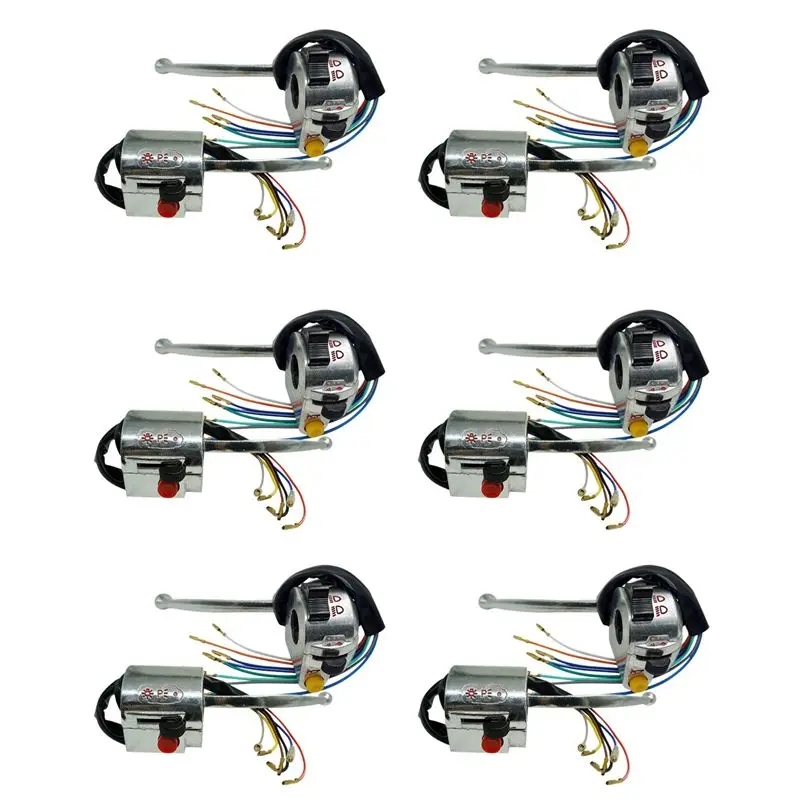 6 Set 7/8 Inch 22Mm Handlebar Switch Assembly Horn High/Low Turn Signal Switch Control For Jialing JH70 JH90-A08Q