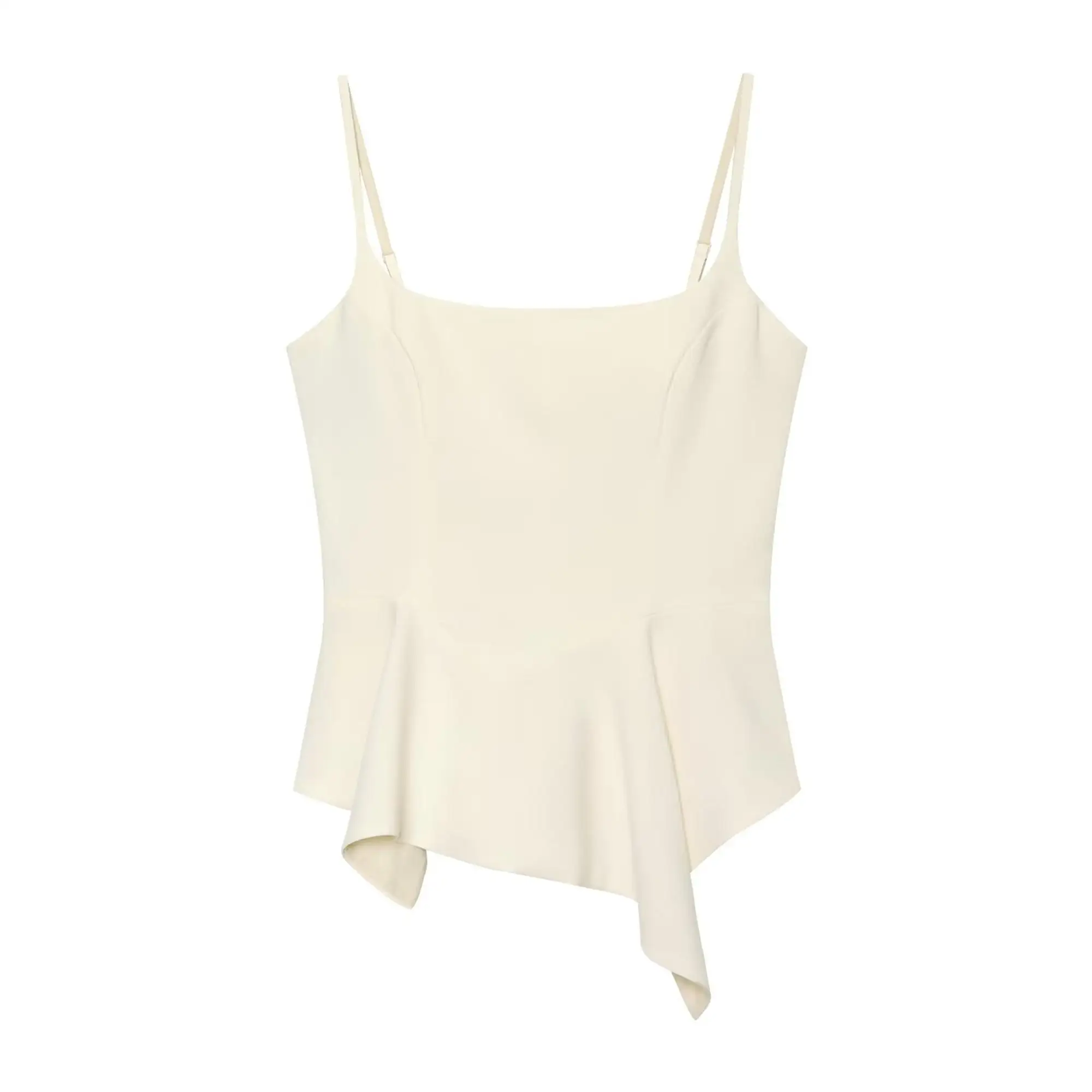TFMLN Damen Slim Sling Top Einfarbig Asymmetrischer Saum Cami Top Elegant Schick Ärmellos Streetwear Sommer Neues Damen-Outfit 2026 – Detail 2