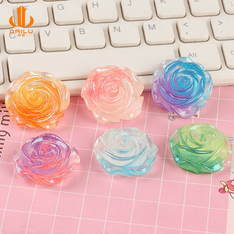 5pcs Luminous Rose Flower Glow in The Dark Toys Figures Mini Luminous Elfs Spirits Home Decor for Fish Tank Micro Toy