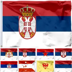 Serbia Empire History Flag 3X5FT 90X150CM SR Banner 21X14CM