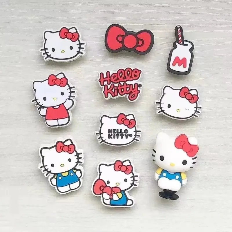 MINISO Red HelloKitty Series Charming Shoe Accessories For Girls 3D Cute Cartoon DIY Detachable Clog Decoration Shoe Buckle