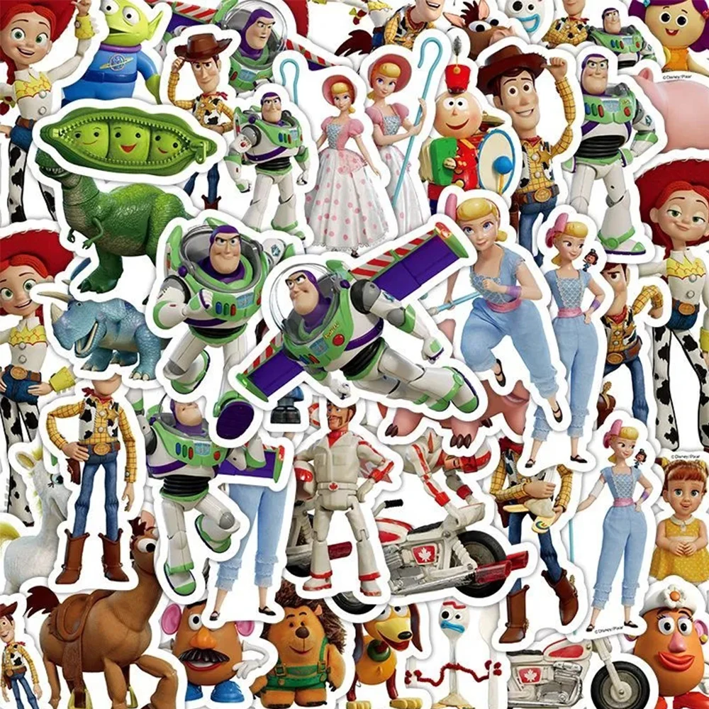 10/60/50pcs Disney Funny Movie Toy Story Cartoon Stickers Anime Buzz Lightyear Woody Graffiti Decal Cool Waterproof Sticker Pack