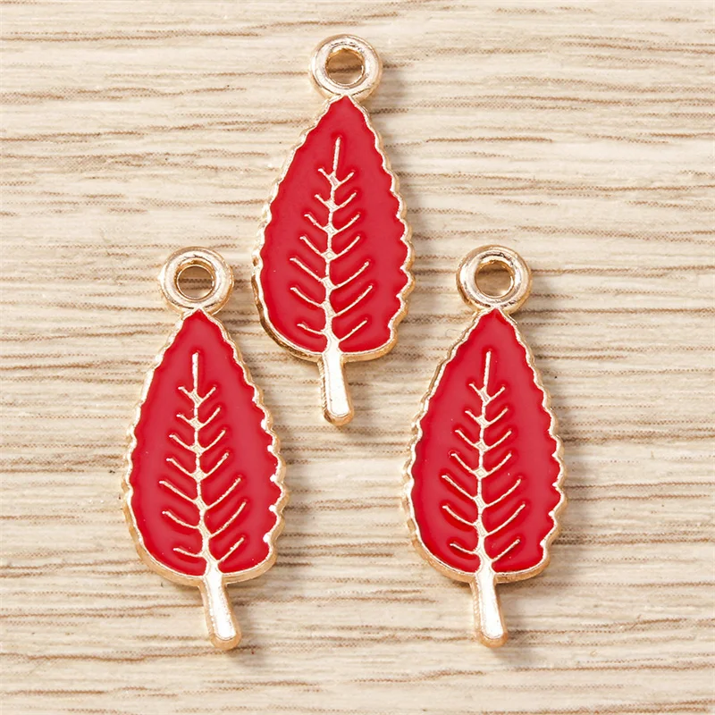 Tusember 20 Stück 9*22mm Emaille Niedliche Baum-Anhänger Blatt-Baum-Anhänger für Ohrringe, Halsketten, DIY-Schmuckherstellung, Bastelzubehör – Detail 3