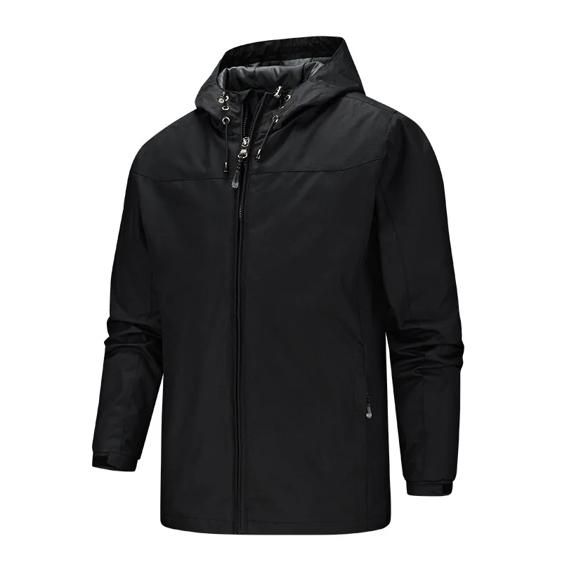 Veste à capuche imperméable pour homme, coupe-vent, noir 5XL, camping, randonnée, sports de plein air, escalade, trekking, voyage, automne