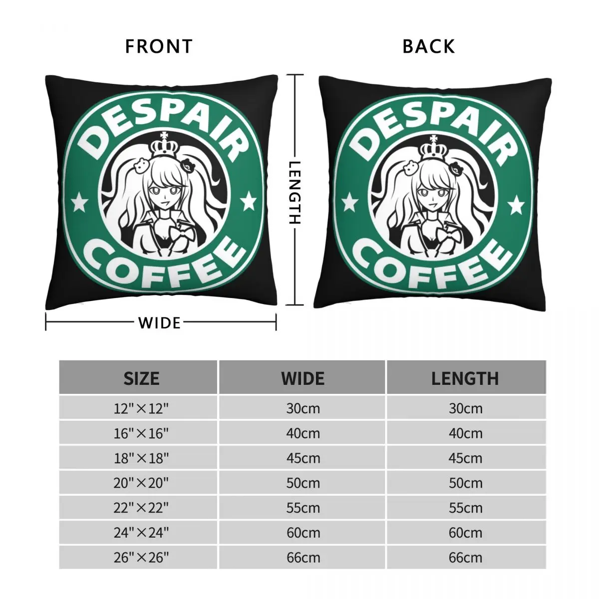 Despair Coffee Danganronpa Pillowcase Polyester Linen Velvet Printed Zip Decor Car Cushion Cover 18