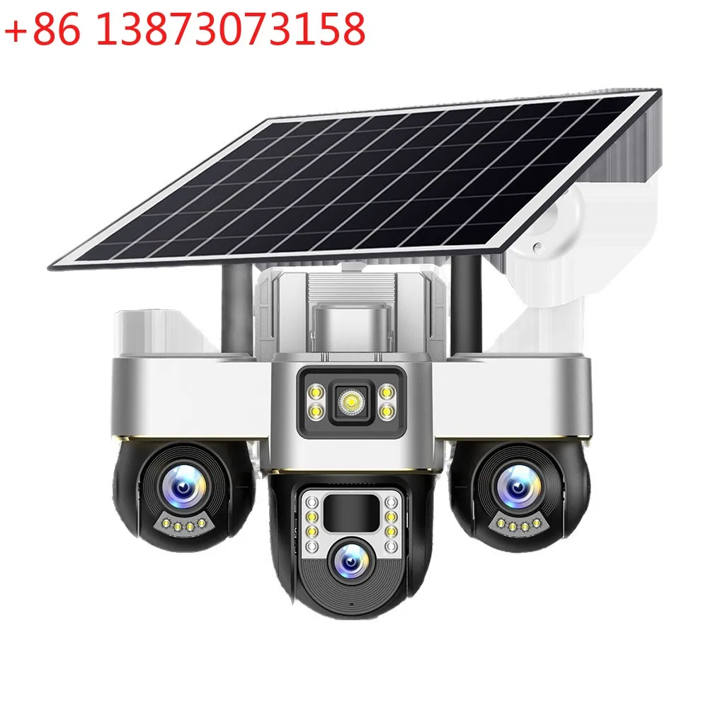 

Three-lens automatic 360-degree surveillance camera No network No electricity Outdoor solar camera