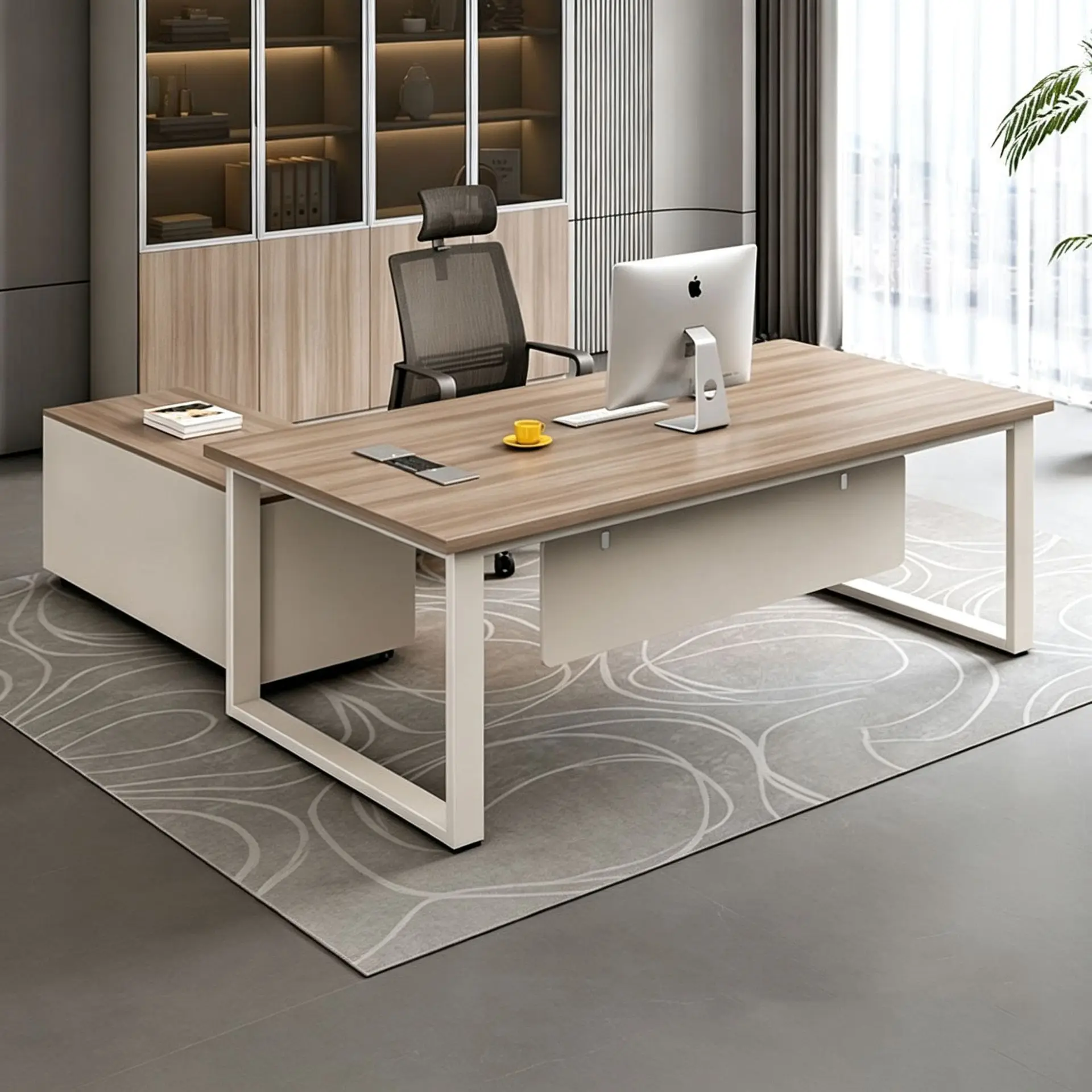 yjq simple modern desk high-end supervisor office table single office desk and chair combination