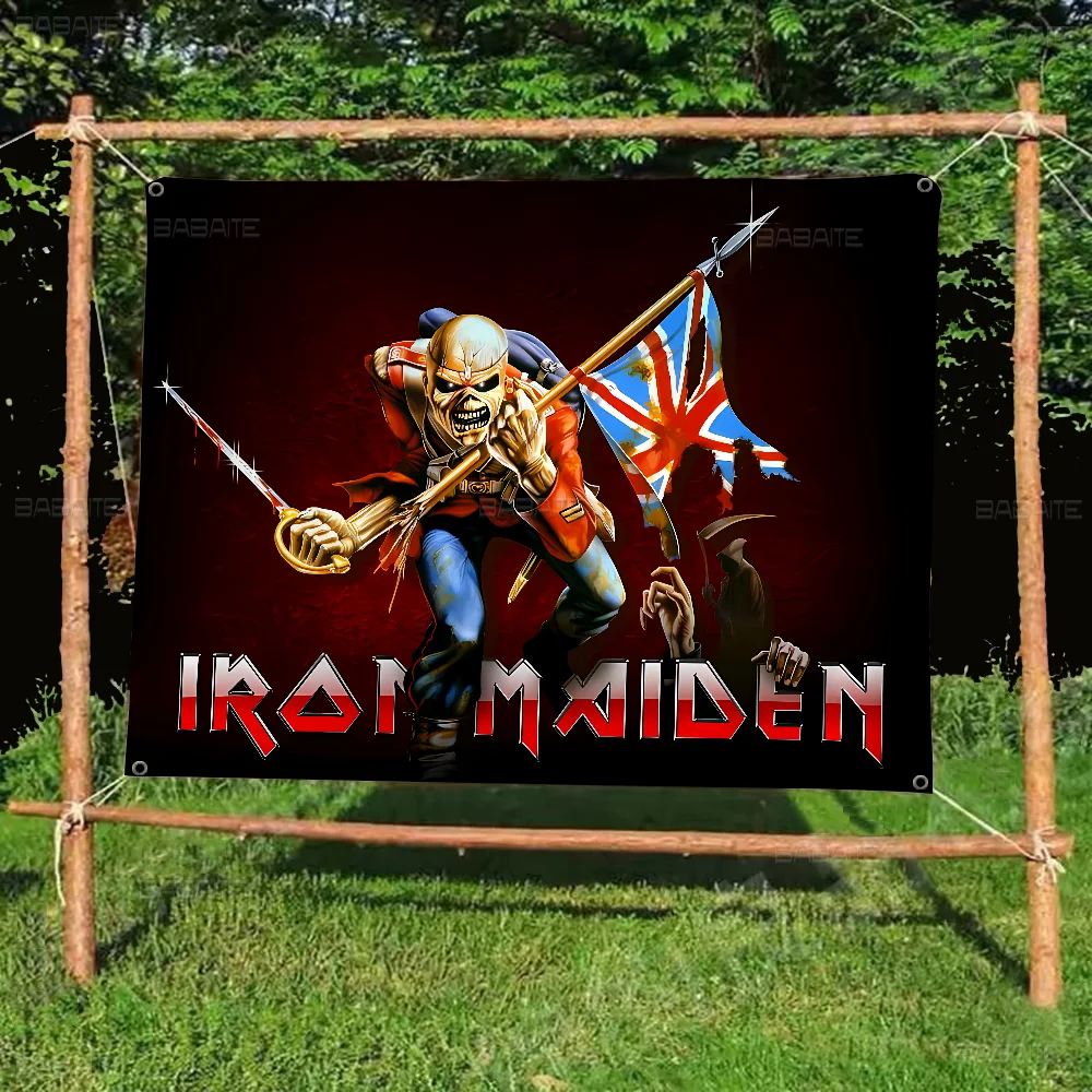 Band I-Iron M-Maiden Creative Pattern Hanging Flag Polyester Printed Banner Hand Pulled Flag