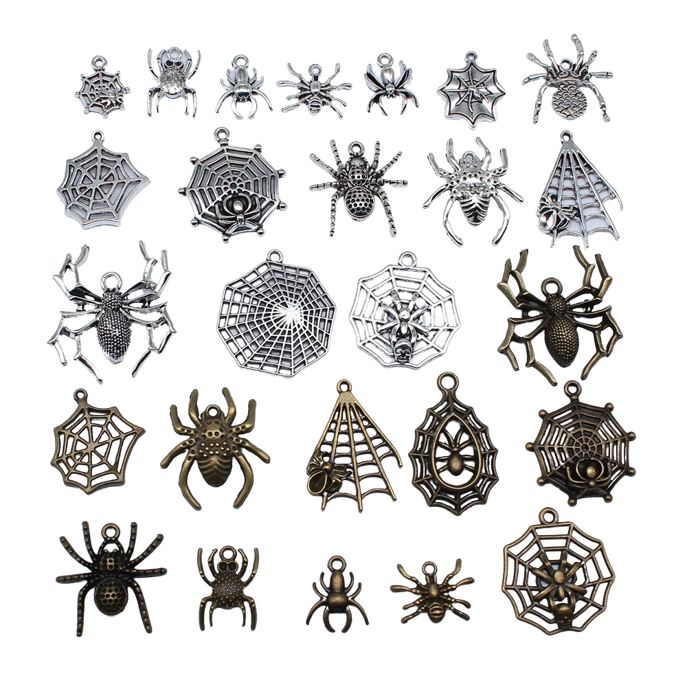10 sztuk pająka Charms na Halloween tworzenia biżuterii dekoracje na Halloween ręcznie robione akcesoria rzemieślnicze