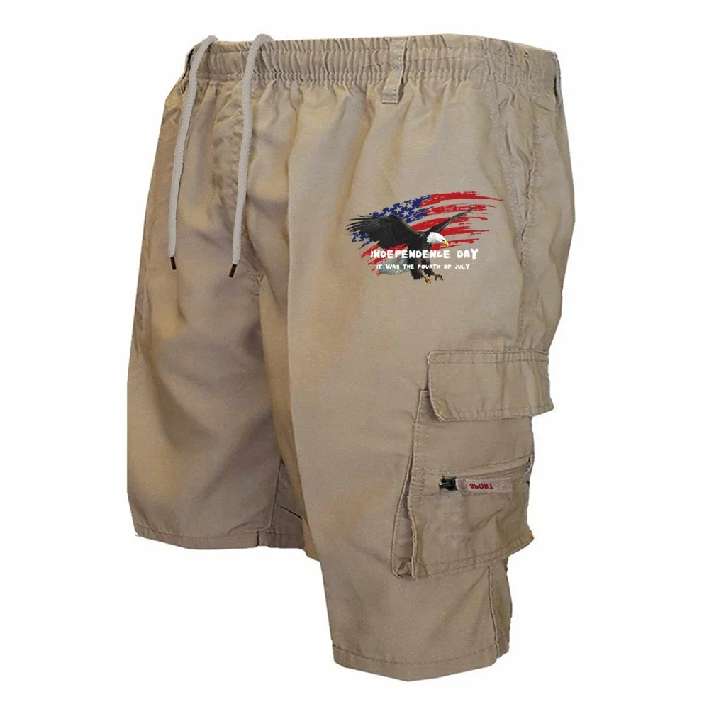 Summer Men's Military Style Cargo Shorts American Print Casual Workwear Tactical Street Fashion Pants view 4