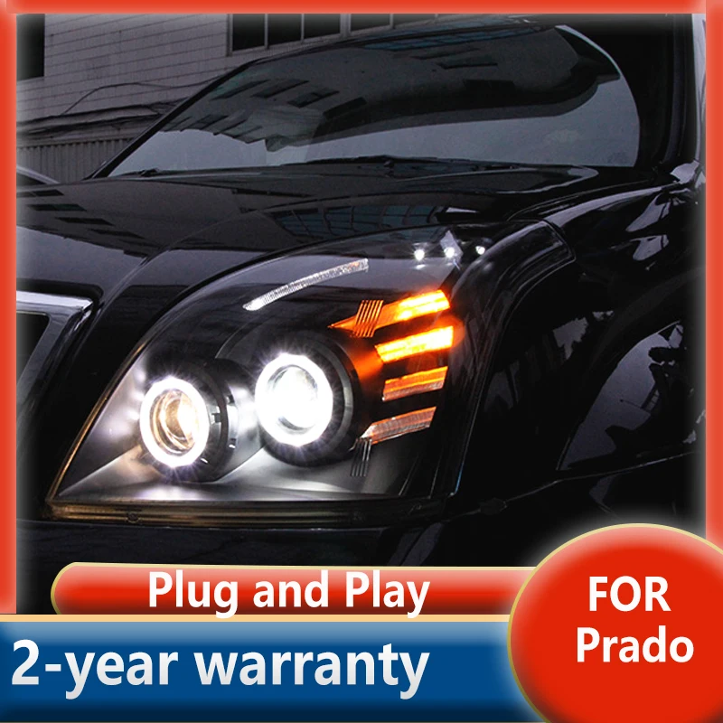 Car Styling Head Lamp for Toyota Prado 2003-2009 LED O Angel Eyes Koplamp DRL Bi Xenon Lens HID Lage Beam