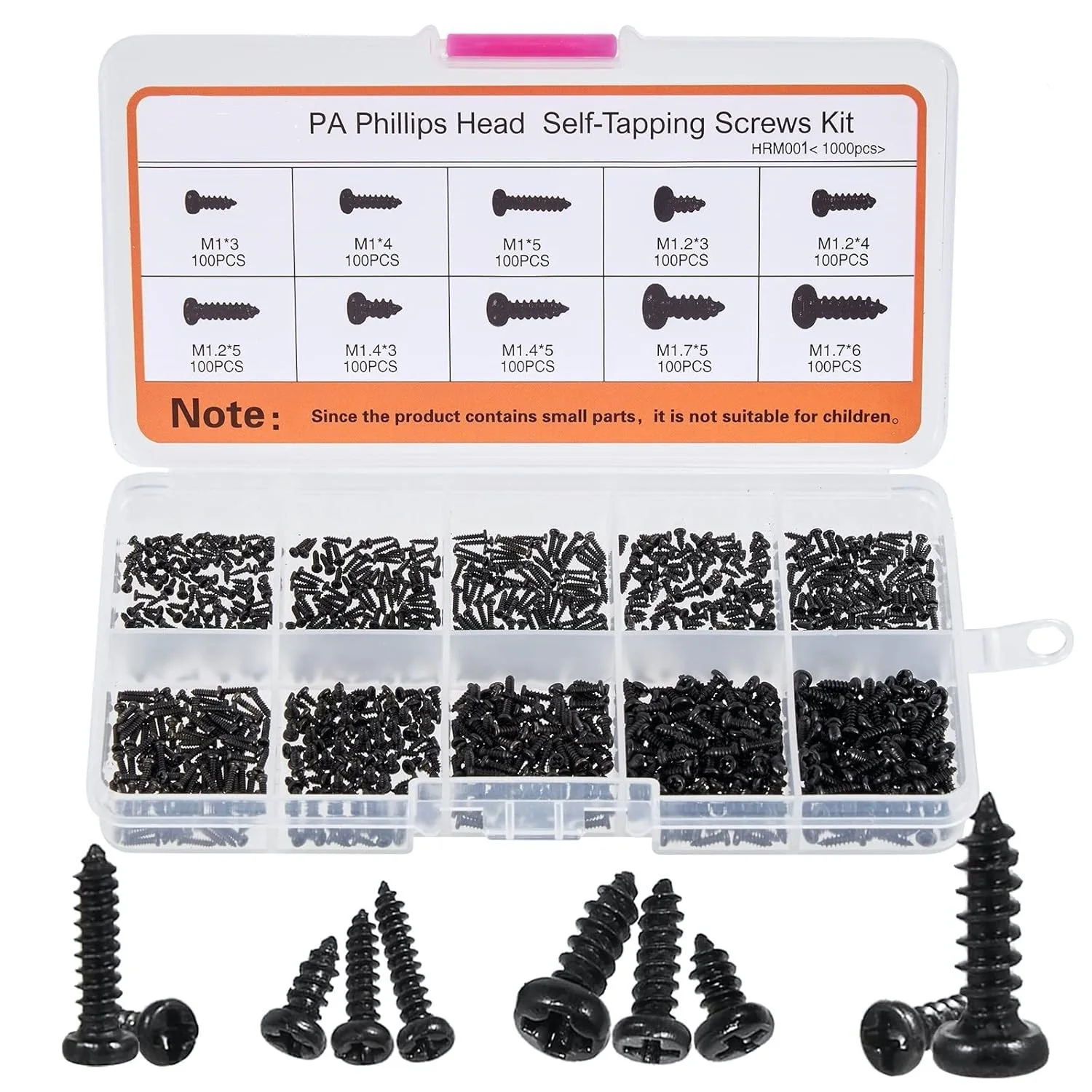 1000PCS-M1 Miniature Cross-Head Self-Tapping Screws for Electronics, Eyeglasses & Small Device Repair (Box Pack)