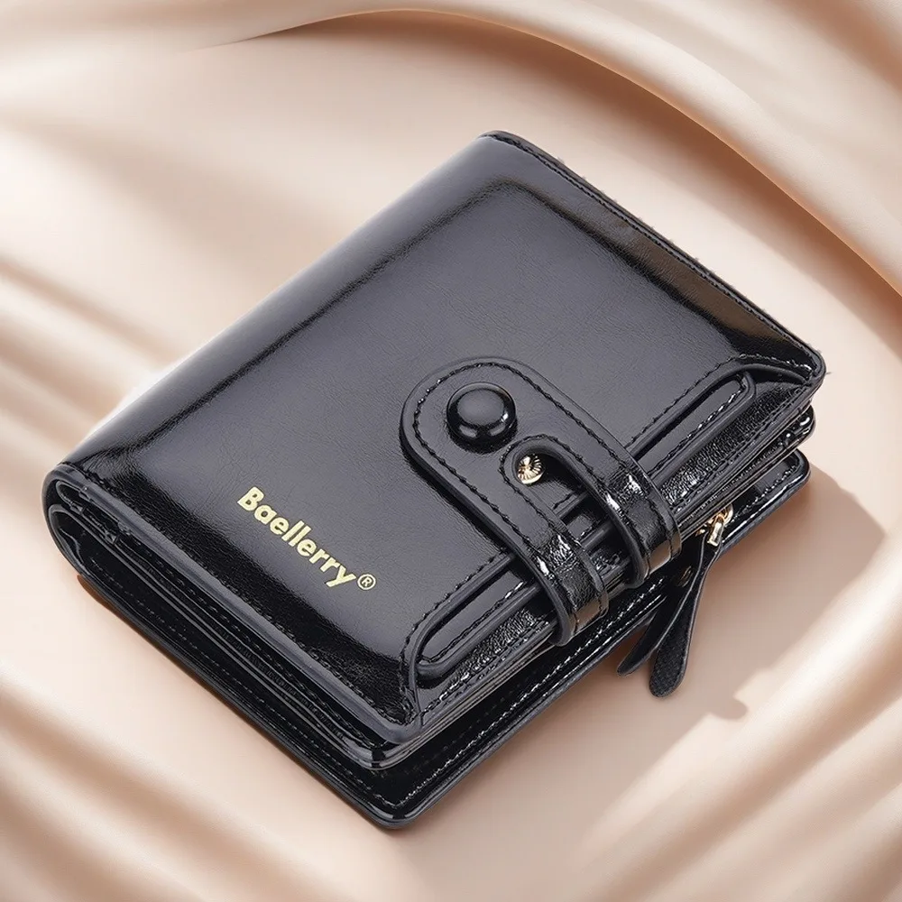 Women's Oiled Waxed Leather Wallet - Buckle Closure, Vertical Zipper Coin Pocket & 6 Card Slots (Heritage Design)