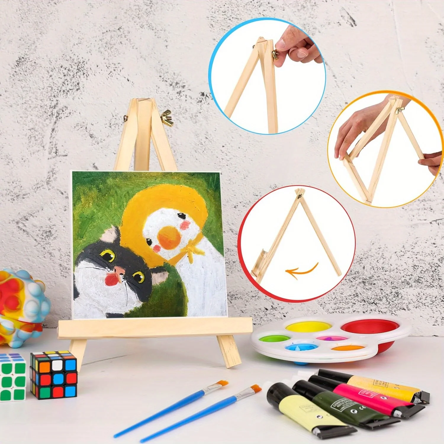 6pcs/pack Wood Easel Stands - Portable Tripod Painting Party Easel for Student Art Crafts Canvas Photo Picture Sign Holde