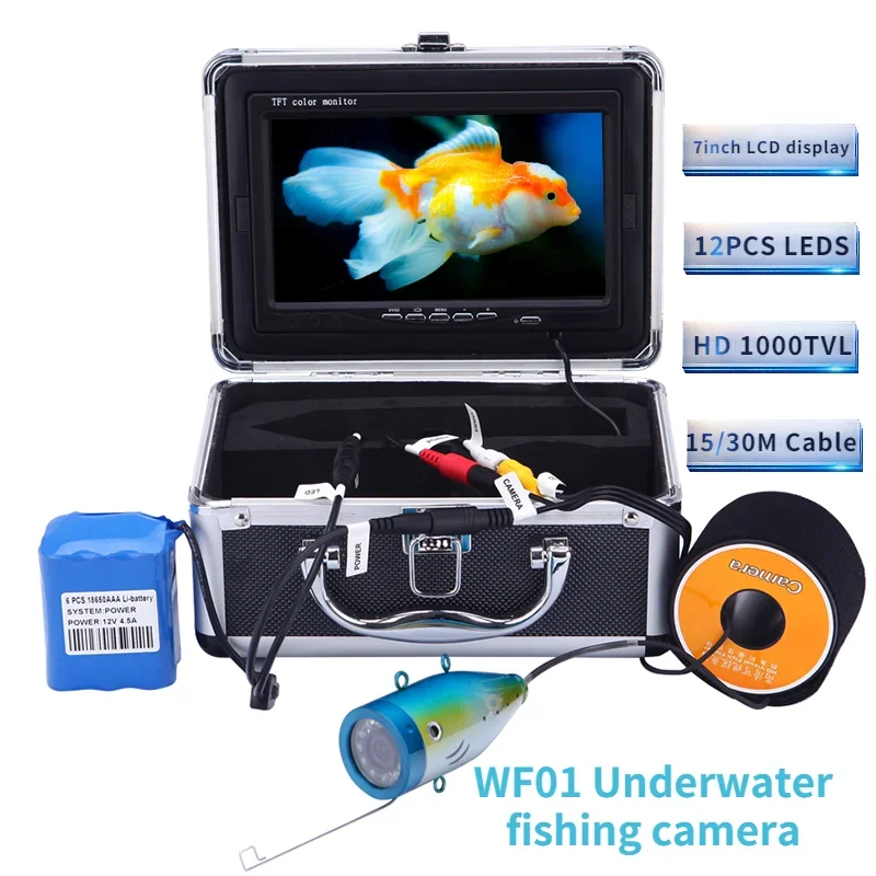 WF01 Fish Finder 12 Adjustable LED Night Vision 7-inch True Color Display Portable Fish Finder Camera HD Waterproof Rating IP68
