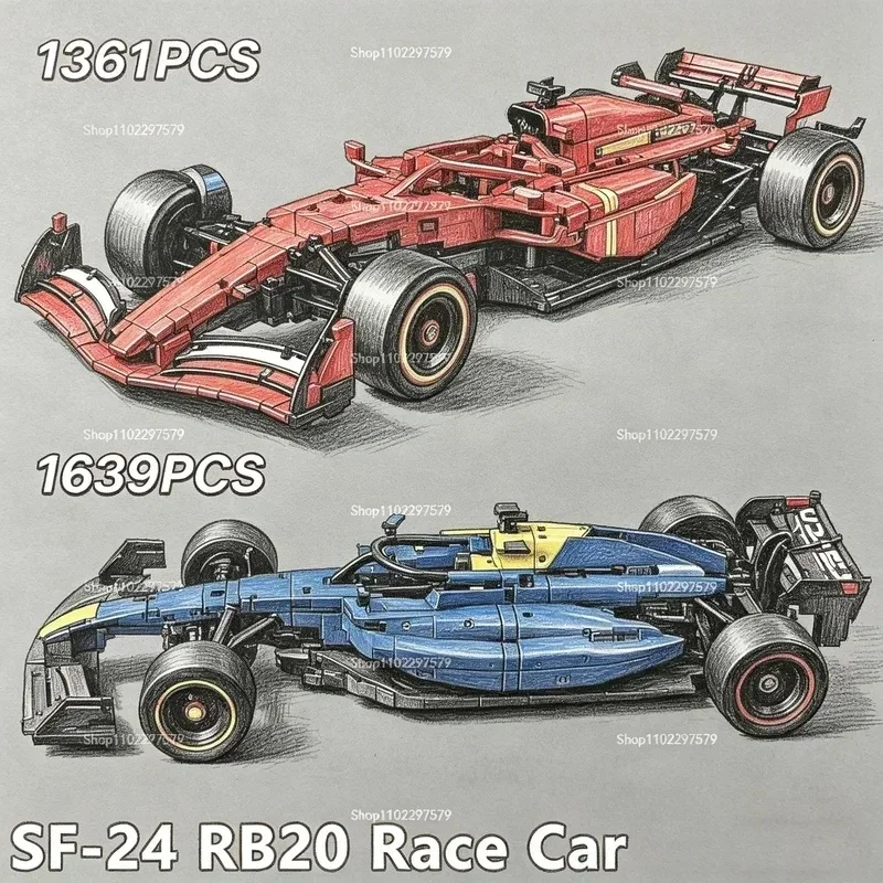 2026-new-technology-1361-1639-pcs-rb20-sf24-racing-car-kit-1-8-scale-diy-collectible-assembly-module-car-model-birthday-gift