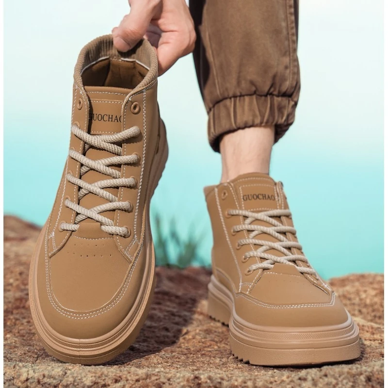 

Осенне-зимние бестселлеры мужские однотонные модные повседневные высококачественные рабочие ботинки большого размера с круглым верхом на шнуровке