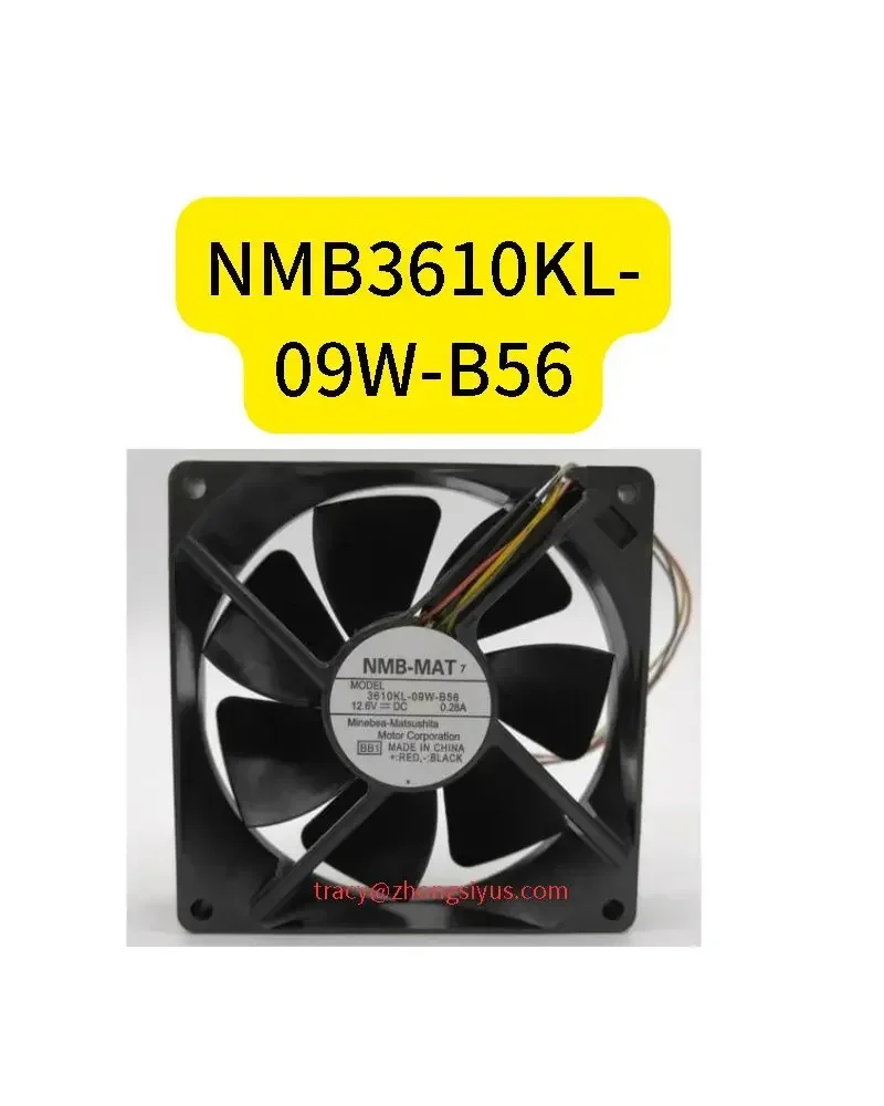 New NMB3610KL-09W-B56 12.6V 0.28A 4-wire dual ball cooling fan Functional testing is intact