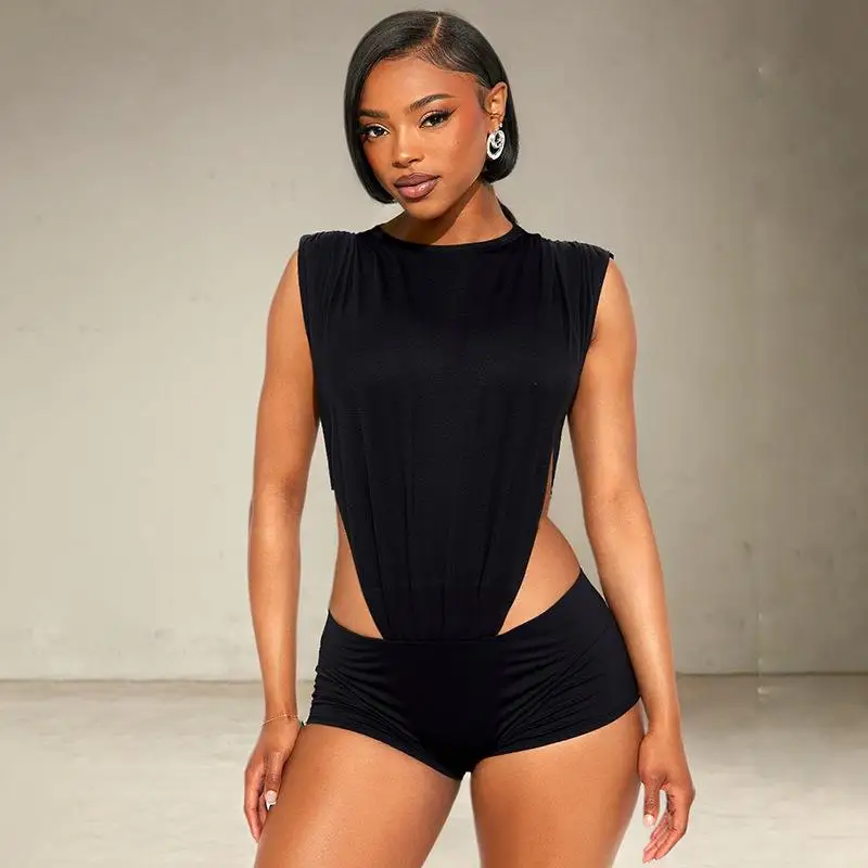 Women's Hollow out Jumpsuit Top And orts Set Faionable Two-Piece Outfit Polyester Fabric Winter Season Appropriate