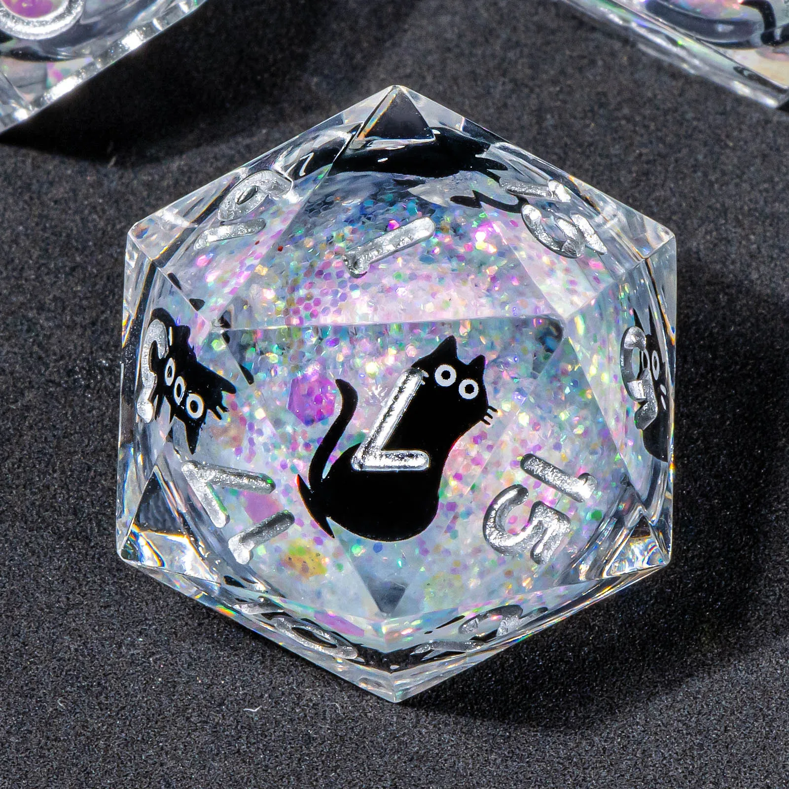 

Cat Dnd Liquid Sand Dice Resin Sharp Edge Dice Set, For Dungeon and Dragon Polyhedral D&D Cat Kitty Dices