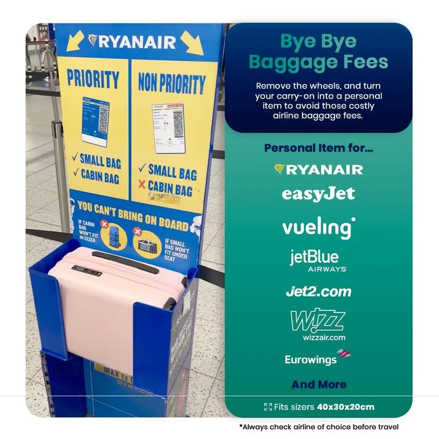 OFF الأمتعة العنصر الشخصي حقيبة صغيرة 40x30x20 سنتيمتر تحت المقعد مع عجلات قابلة للإزالة قفل TSA ، حقيبة صلبة خفيفة الوزن تناسب ضيق