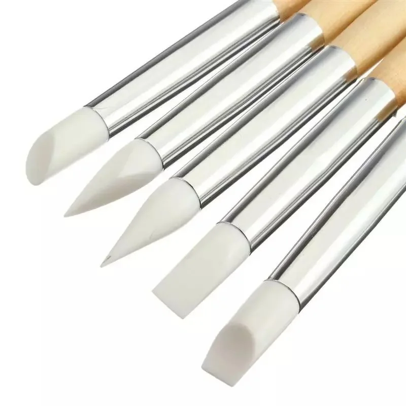 5PCS Watch Dial Cleaner Cleaning Pen Wooden Rod Silicone Pen Head Engraving Hollowing out Embossing Watchmaker Watch Repair Tool