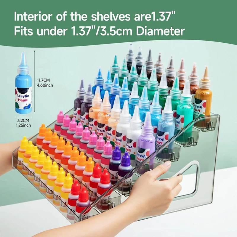 Acrylic Paint Organizer (7 Tier)Paint Brush Holder (26 Slots),Paint Bottle Organizer,For Alcohol Inks And Food Coloring