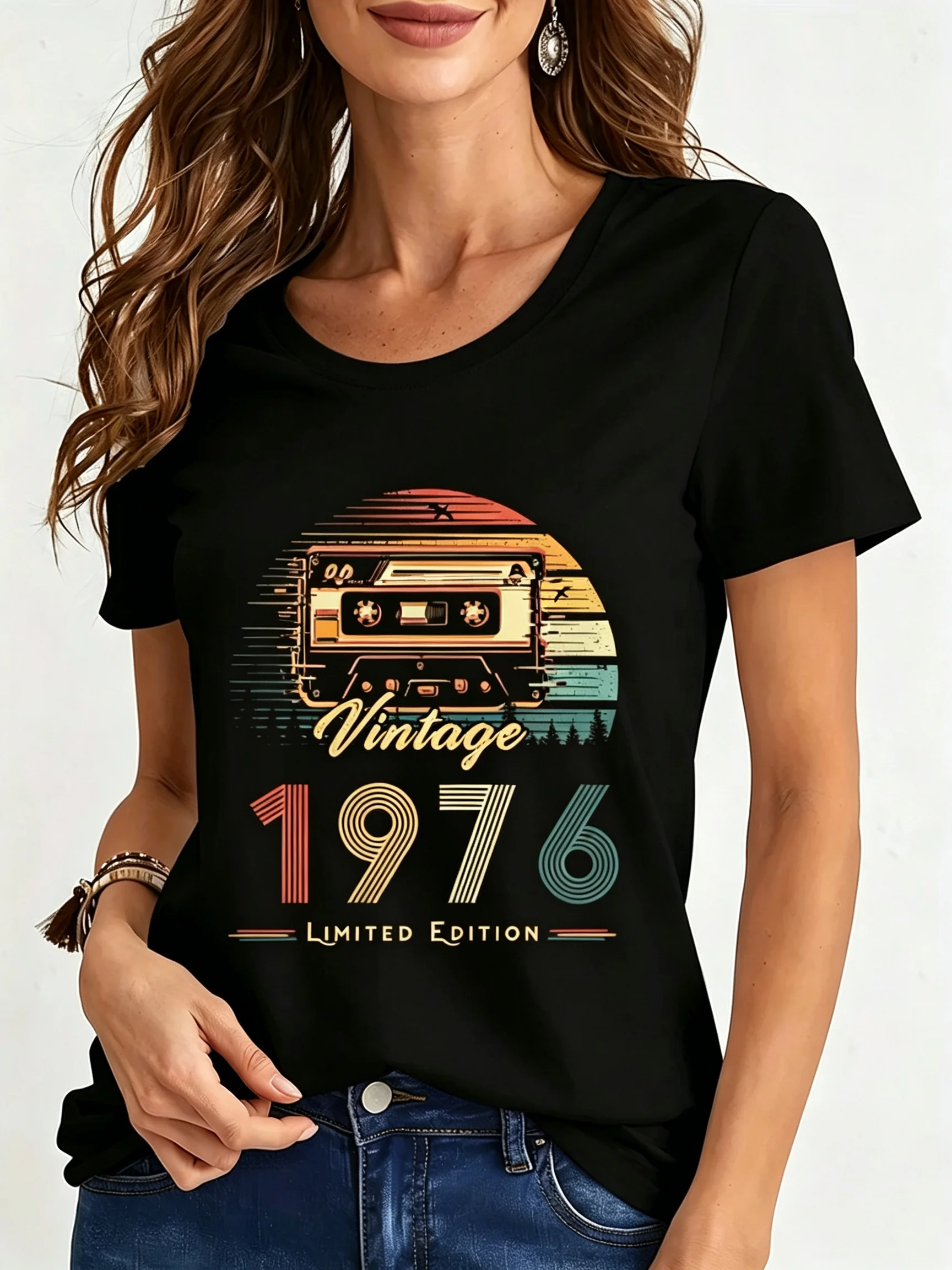 Vintage 1984_1975 Limited Edition Shirt Graphic Print T-shirts Women Short Sleeve ONeck Top Tees Funny Radio Years Women Tshirt