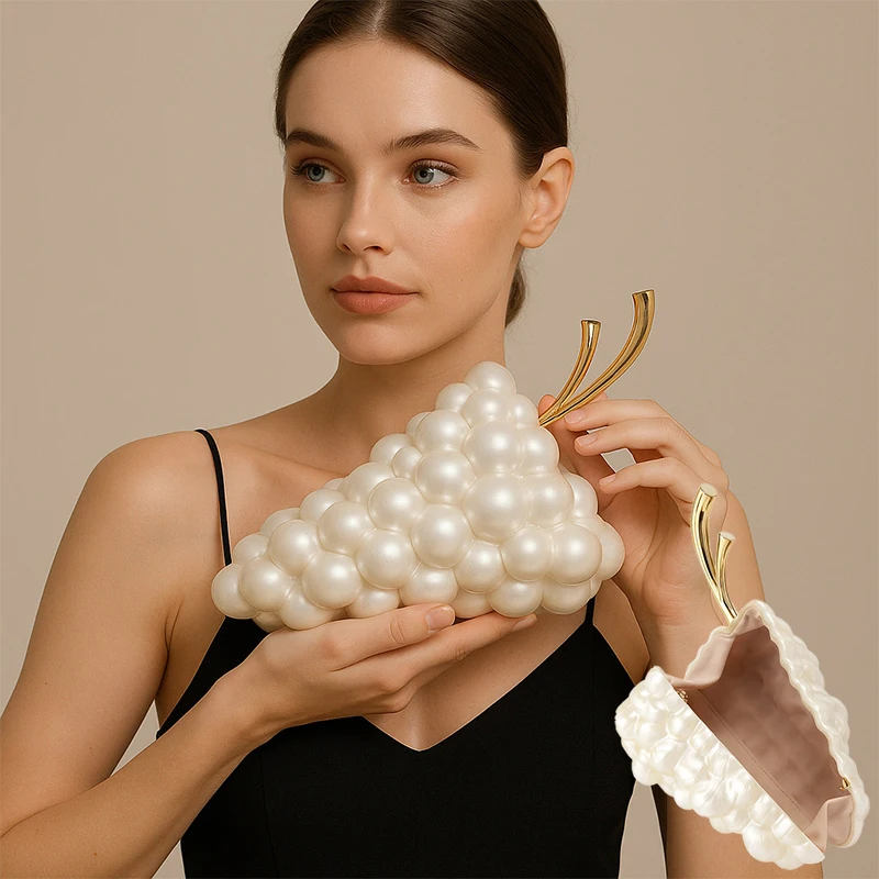 

Креативный клатч в форме винограда, модная сумка через плечо с металлической цепочкой, кошелек для наушников, великолепная изысканная портативная вечерняя сумка