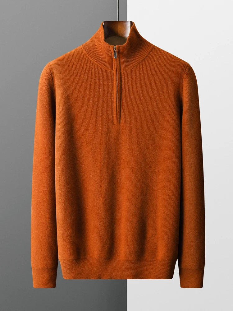 CHICUU-Pull en Cachemire pour Homme, Polo à Fermeture Éclair, Optique Chaud, 100% Laine Mérinos, Tricots, Col Montant, Vêtements Coréens, Automne et