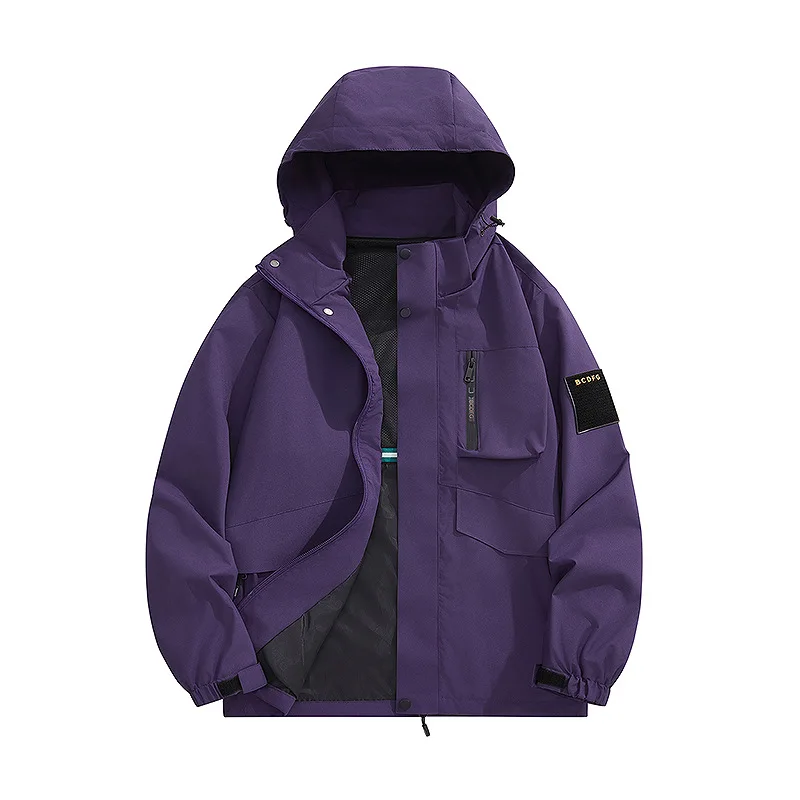 Men's Waterproof Windproof Outdoor Jacket Multi-color Hooded Cargo Pocket Breathable Warm Casual Hiking Coat