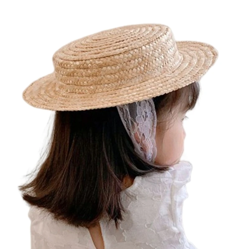 Fashion Straw Hat for Baby Girls   Cap Large Brim Handwoven Straw Top Hat for Toddler 1-3Y Photography Headdress