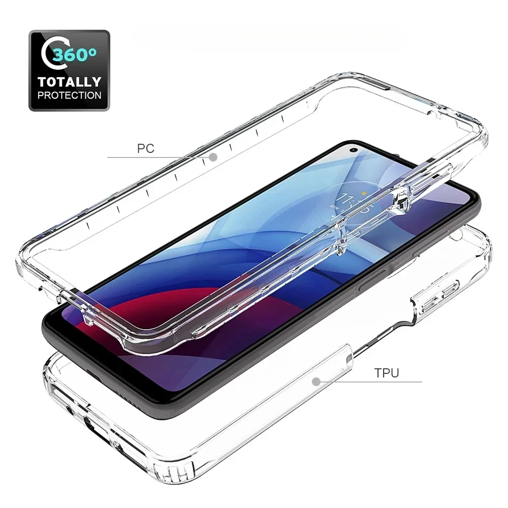 Candy Color TPU/PC Transparent Case for Motorola Moto G Power 2021 Hybrid Shockproof Protection Shell Dual Layer Back Cover